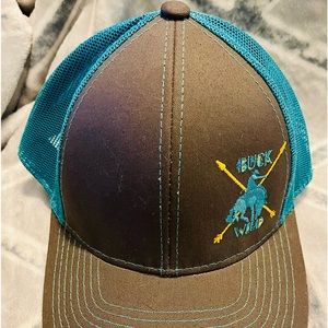 Buck Wild Truckers Hat Gray and Blue Green Outdoor Cap OC Platinum Series